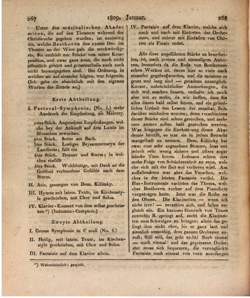 AMZ review of Beethoven's 1808 benefit